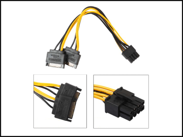 2xSATA till 8-pin (6+2) PCIe ström adapter kabel