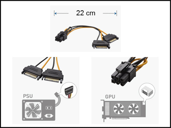 2xSATA till 6-pin PCIe ström